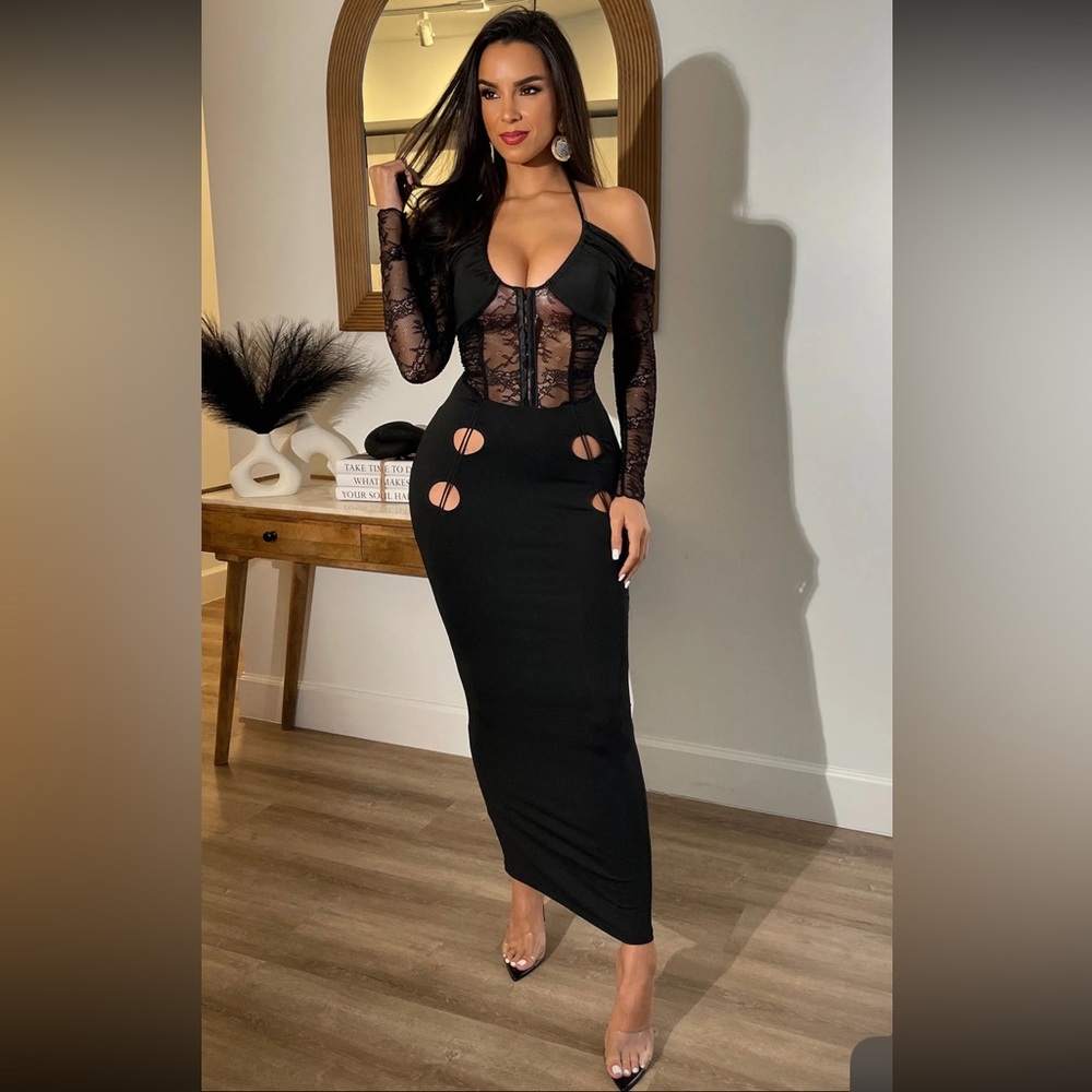NWT Hopeless Romantic Midi Black Dress